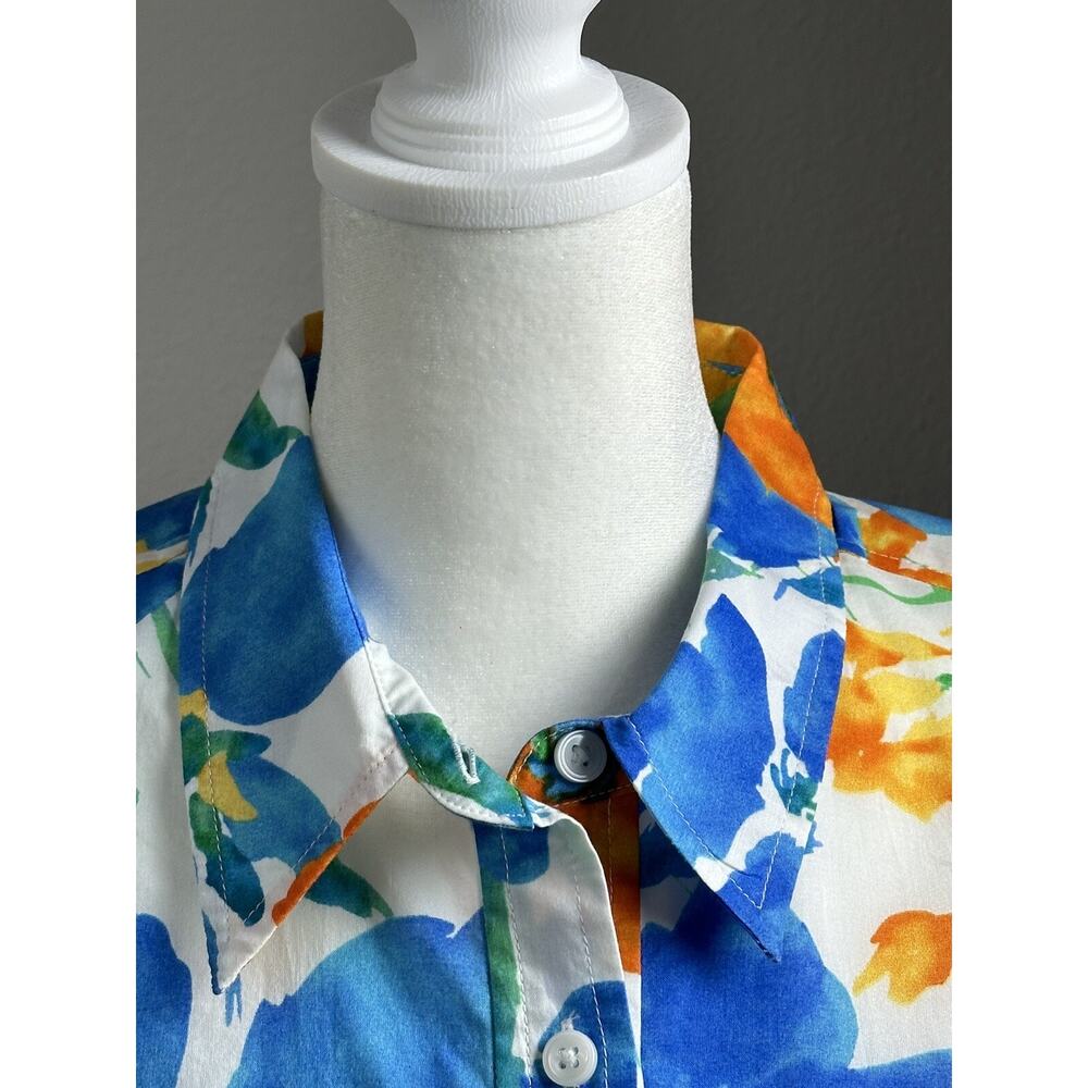 Jones‎ New York Sport Petite PL Sleeveless Floral Blouse Two Front Pockets - Picture 3 of 16